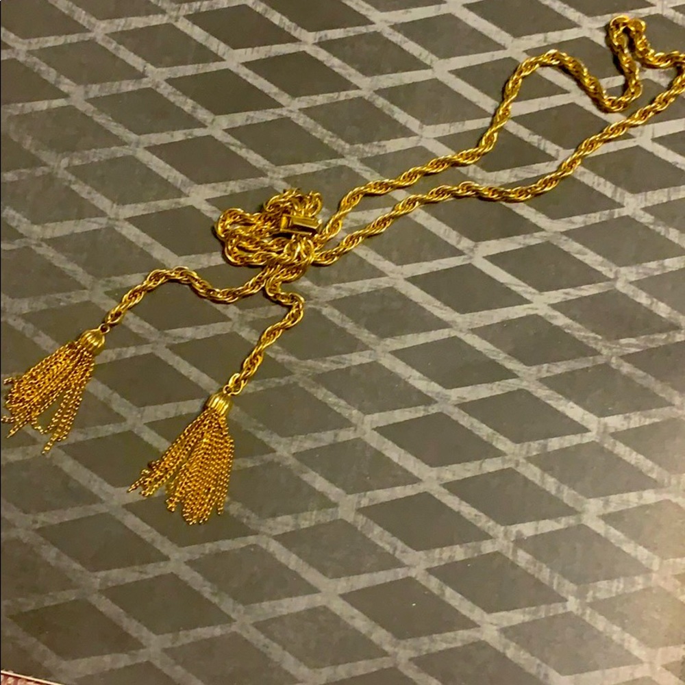 long lariat tassel chunky rope necklace